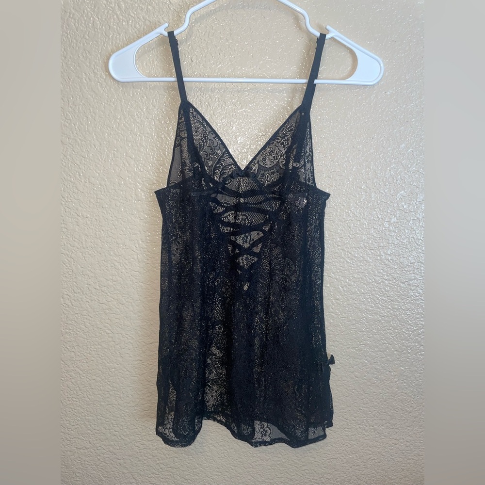 Victoria's Secret Sheer Mesh Lace Nightie Black
